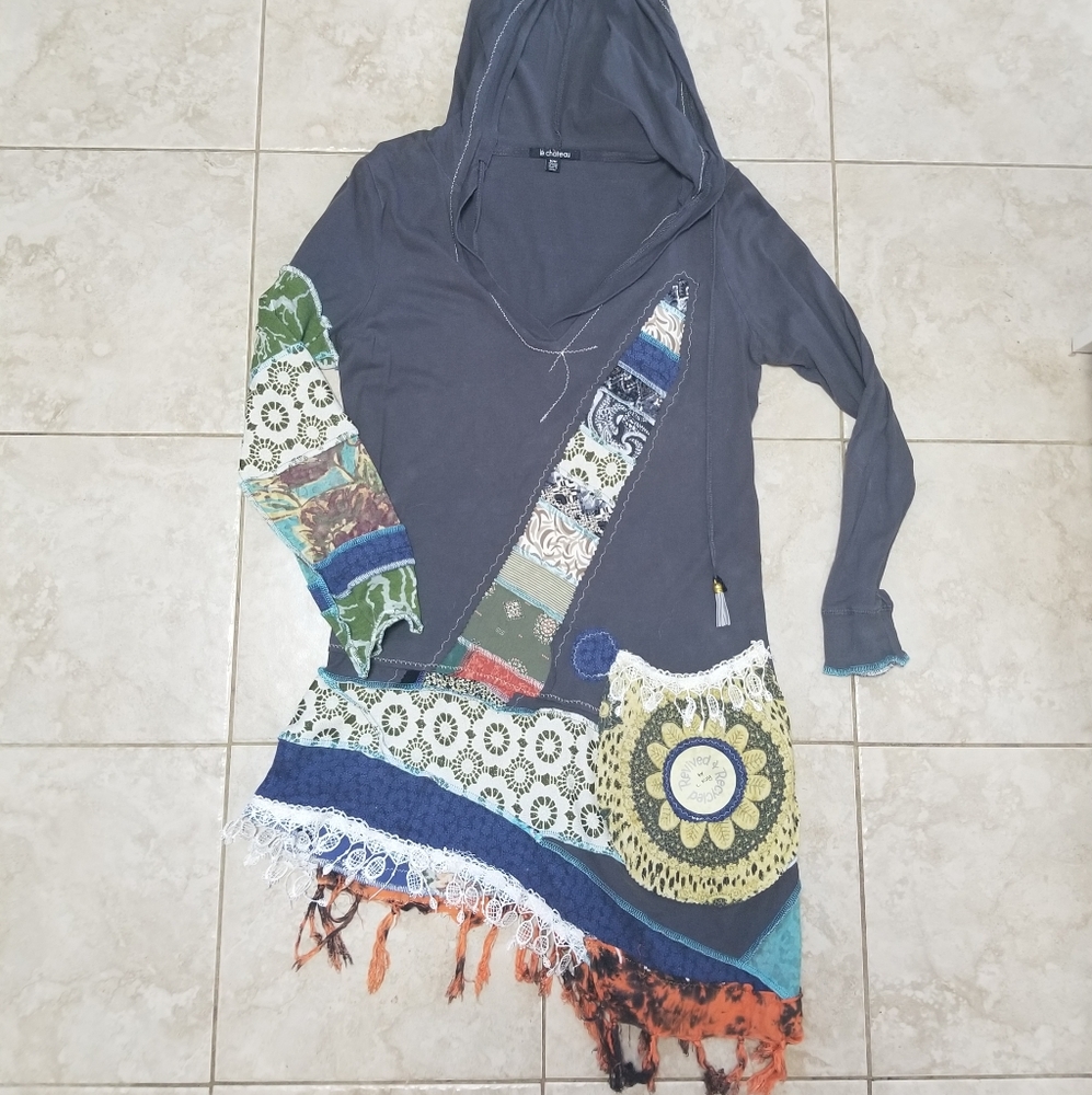 Upcycled Ladies Bohemian Tunic, Size M